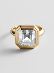Gold Etched Bezel Custom Birthstone Ring - Crystal