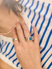 Gold Etched Bezel Custom Birthstone Ring - Crystal