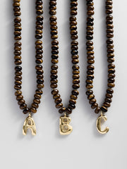 Semi-Precious Bubble Initial Necklace - Tiger's Eye