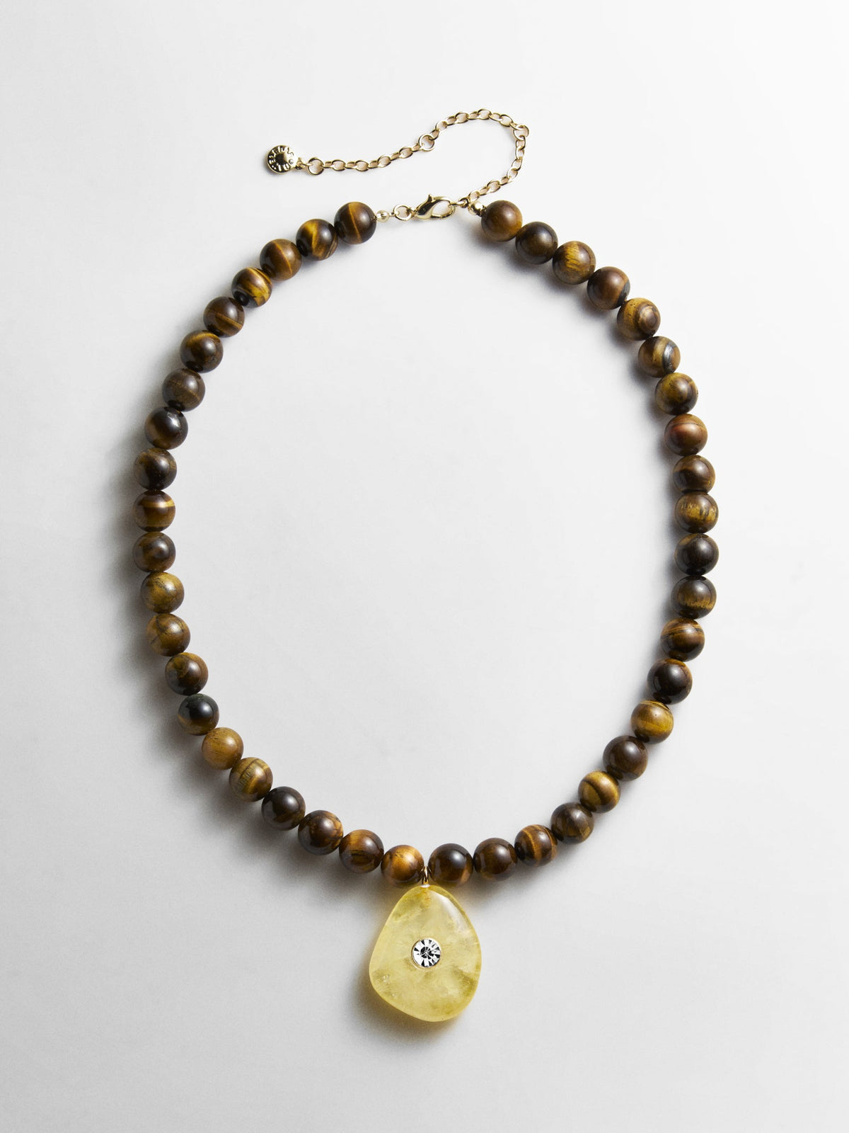 Jamie Semi-Precious Beaded Necklace - Tiger's Eye/Citrine
