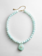 Jamie Semi-Precious Beaded Necklace - Light Turquoise/Jade