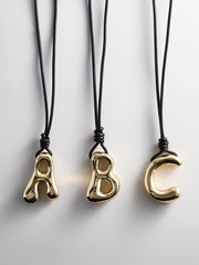 Cord Initial Necklace - Gold