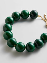 Jane Beaded Bracelet - Dark Green Bead