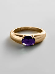 Cigar Band Custom Birthstone Ring - Gold