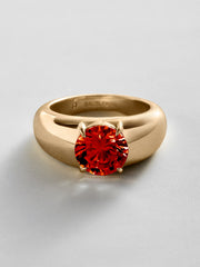 Puffy Cigar Band Custom Birthstone Ring - Gold
