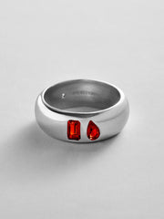 Multi-Stone Puffy Custom Birthstone Ring - Silver