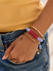 Wear Everywhere Waterproof Custom Bracelet - Blue Lace Agate/Fuchsia