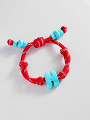 Knotty Enamel Initial Custom Bracelet - Red/Blue Single Letter