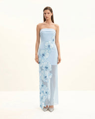 Orchid Embroidered Dress - Light Blue