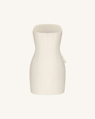 Strapless Floral Appliqué Dress - White