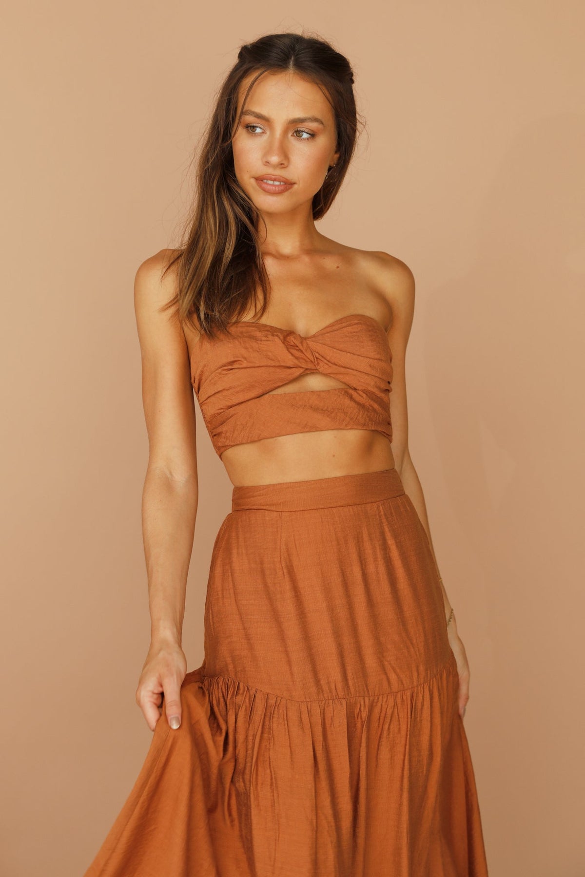 Roux Crop Top Tan