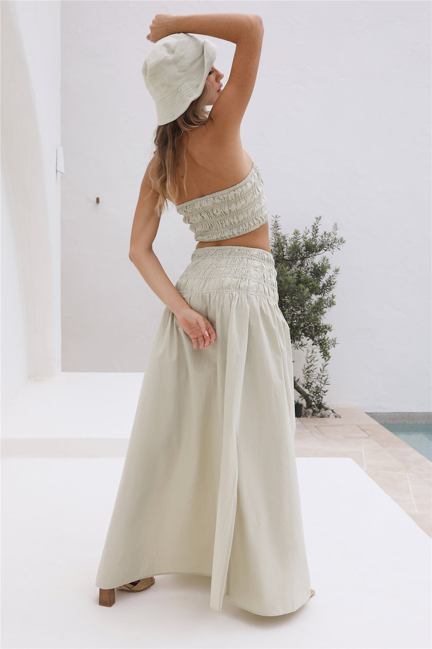 NUDE LUCY Oasis Poplin Maxi Skirt Eucalyptus