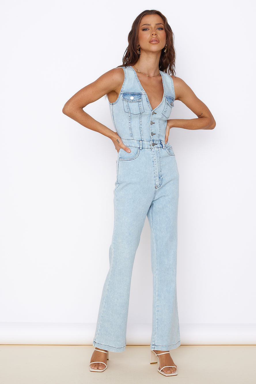 Wherever I Go Jumpsuit Blue Denim