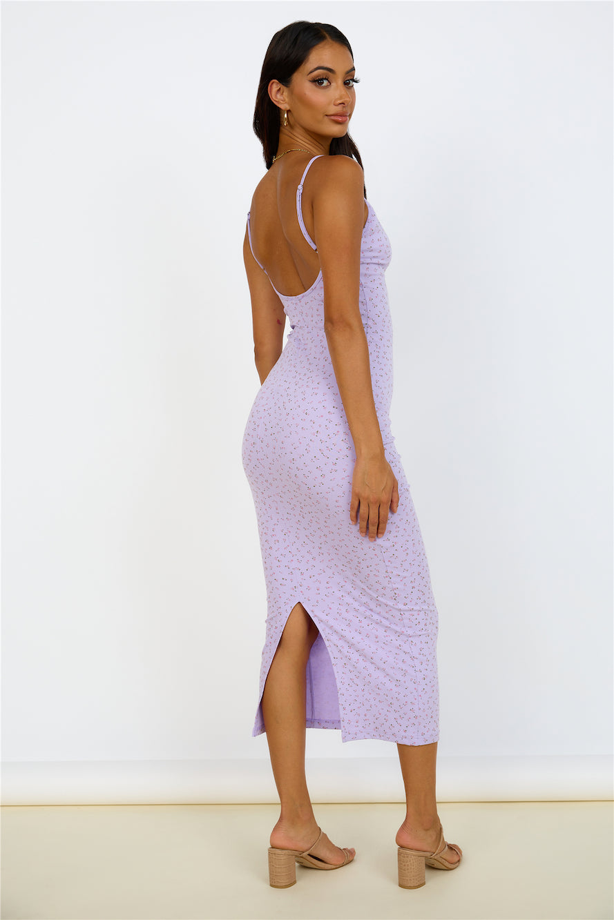 SNDYS Elora Midi Dress Lilac Floral