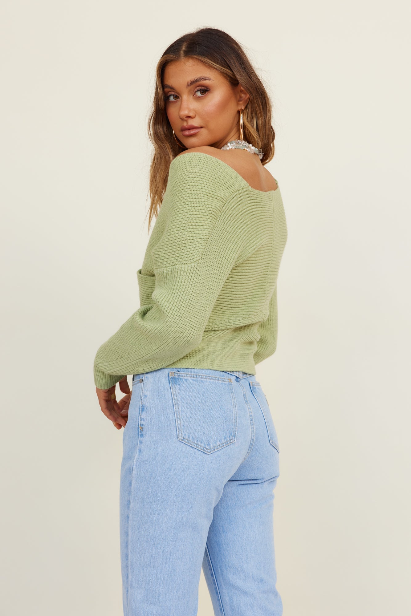 Days Around Me Knit Jumper Green