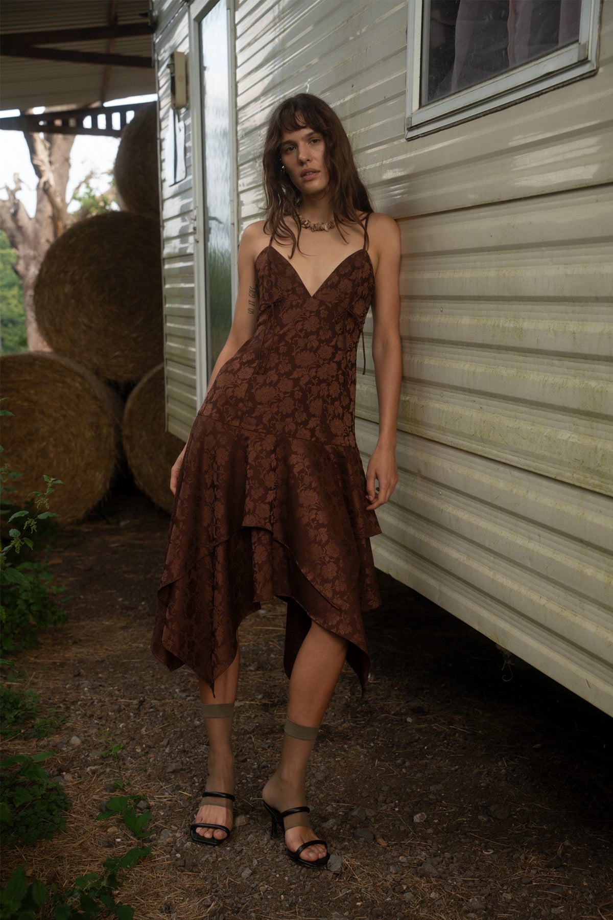 Elsie Brown Midi Dress