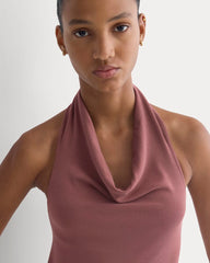 Halter Cowlneck Top In Butterknit | Washed Henna