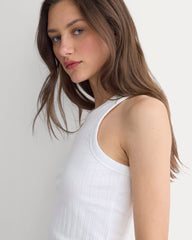 Racerback Tank In Pointelle | White