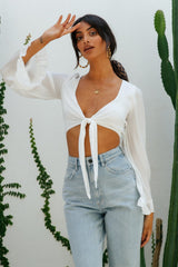 Doves In The Orchard Crop Top White