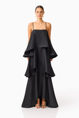 Tilly Tiered Maxi Dress in Black