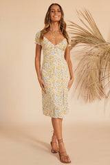 Thinking Of The Past Midi Dress Yellow