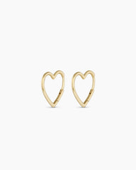 14K Gold Open Heart Huggies