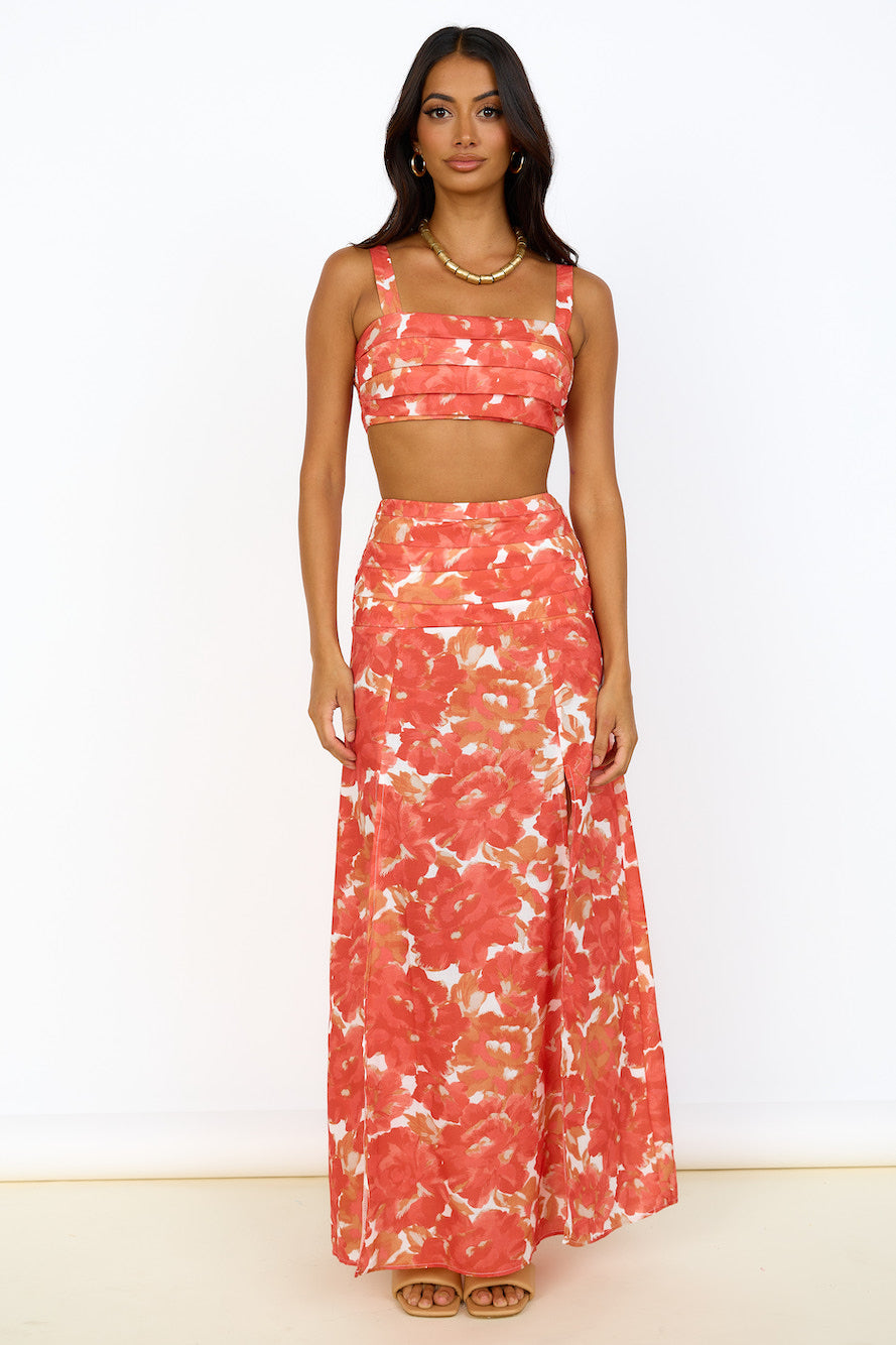 Golden Sunset Maxi Skirt Orange