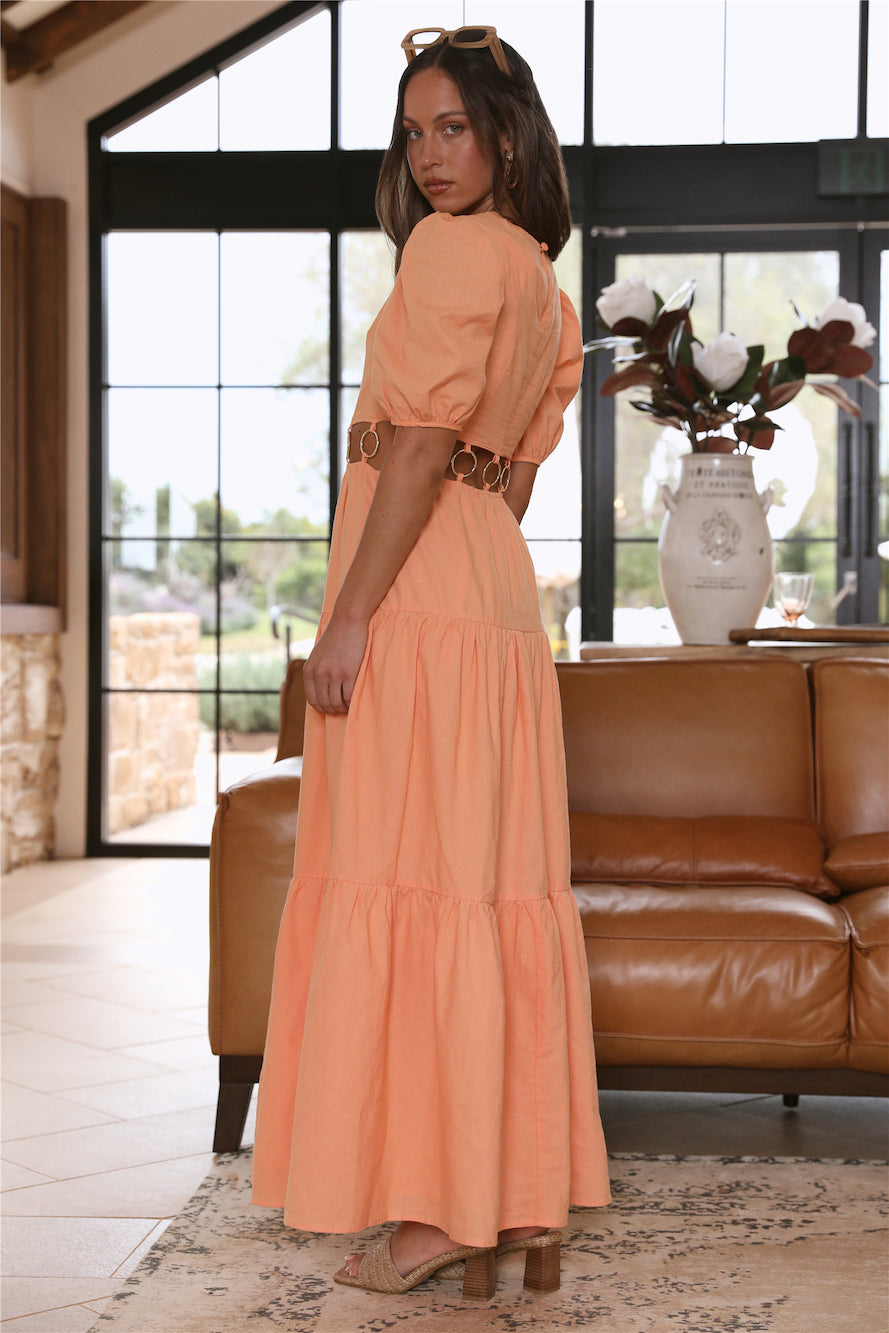 CHARLIE HOLIDAY Andrea Maxi Dress Apricot Orange