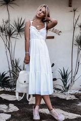 Cruising Canal Midi Dress White