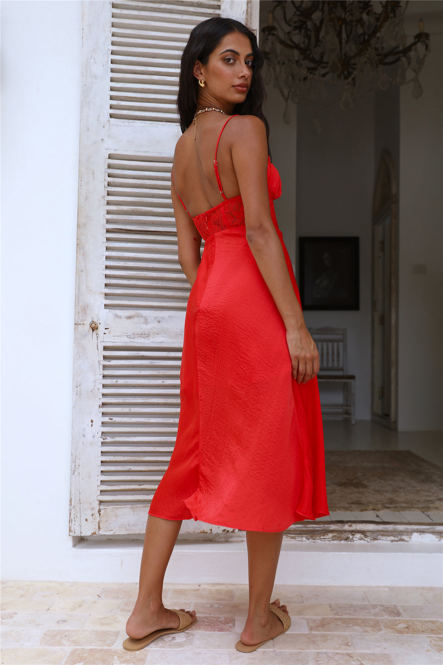 In This Lifetime Midi Dress Red