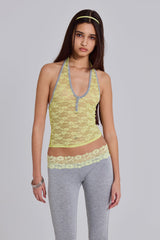 Cassia Lace Henley Halter Top