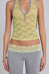 Cassia Lace Henley Halter Top