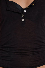 Sheer Henley Vest in Black