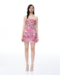 Seraphim Floral Embroidered Mini Dress - Rose Red