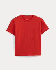 The Box-Cut Tee In Essential Cotton | Fiery Red | Pocket