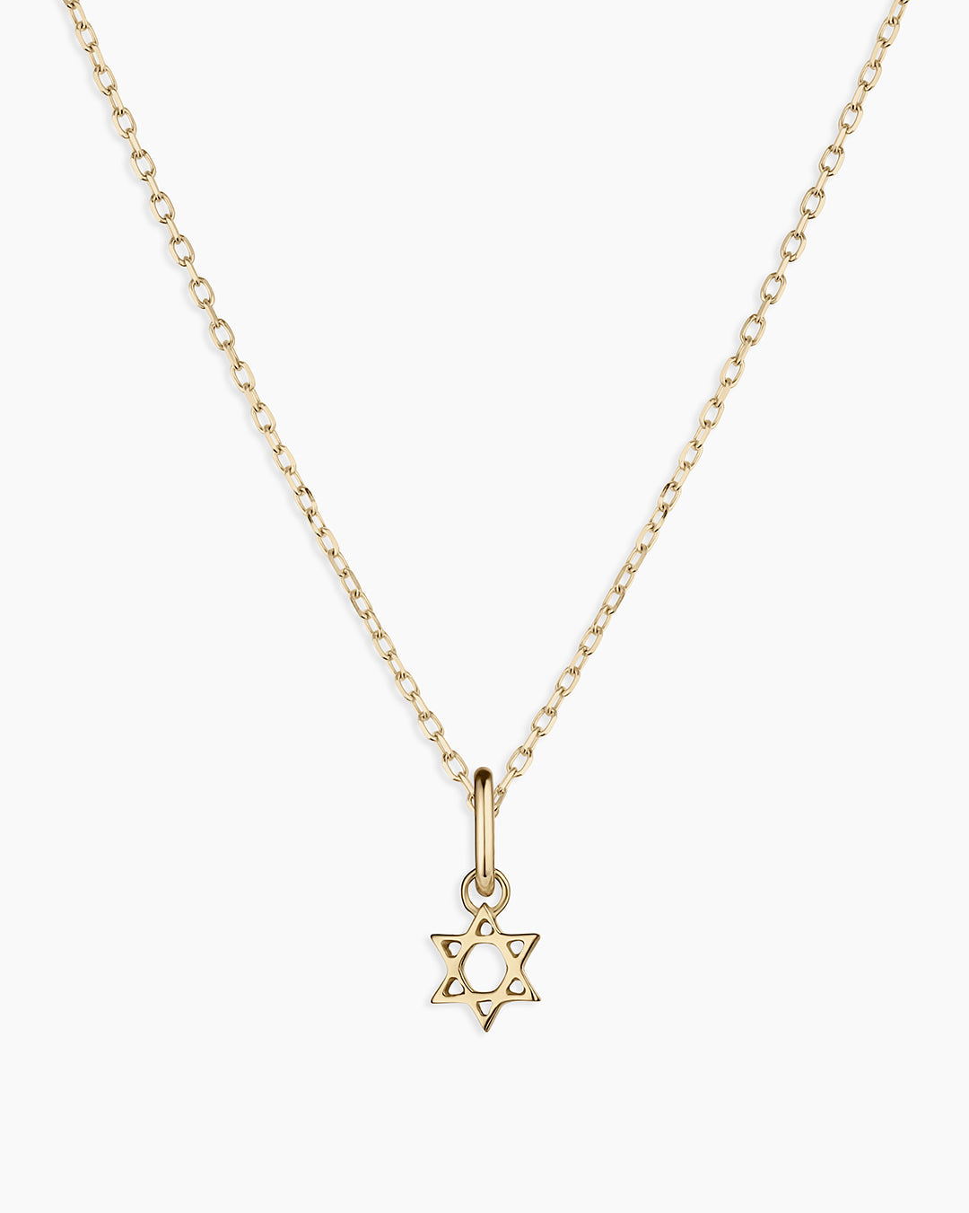 14K Gold Star Of David Charm Necklace