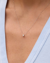 14K White Gold Lou Halo Charm Necklace