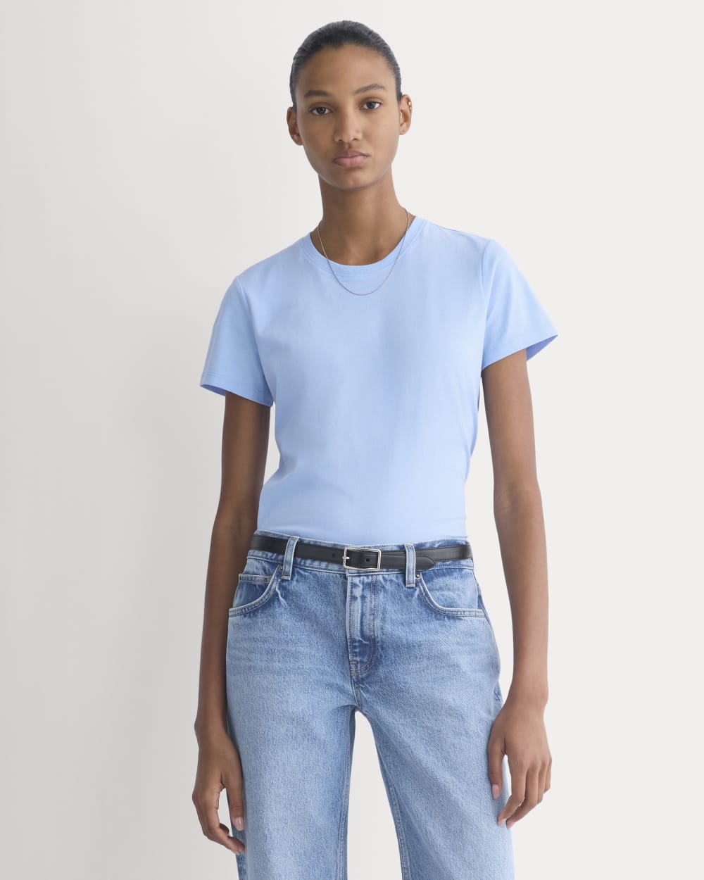 The Slim Crew In Essential Cotton | Open Air Blue