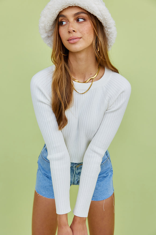 Warm Voices Knit Top White