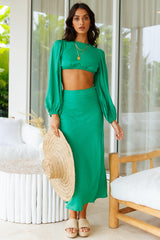 Mornings In Paradise Maxi Skirt Green