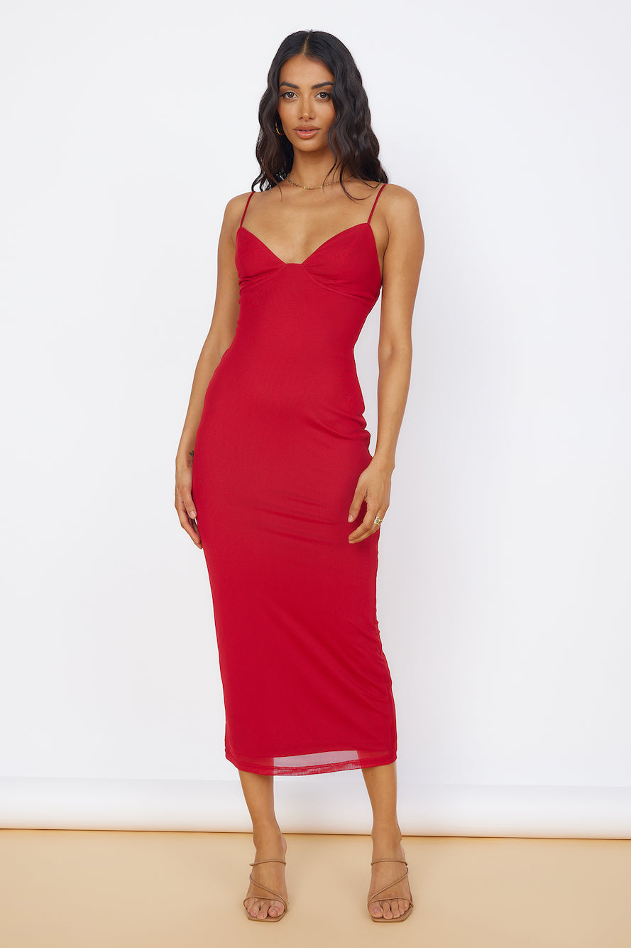 Midnight Magic Midi Dress Red