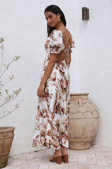 Whimsical Heart Maxi Dress Brown