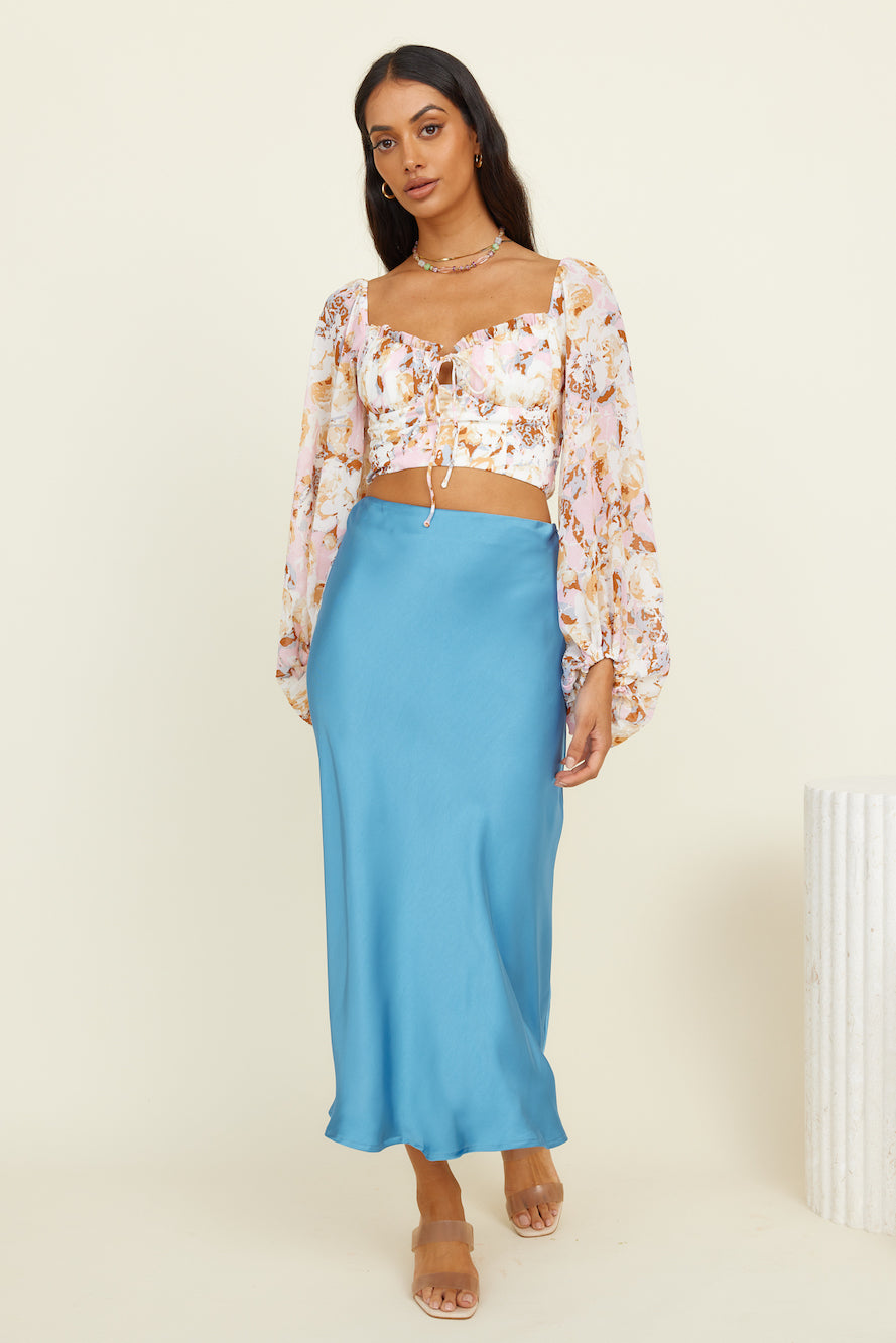 Sea Mist Maxi Skirt Blue