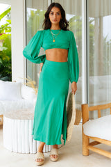 Mornings In Paradise Maxi Skirt Green