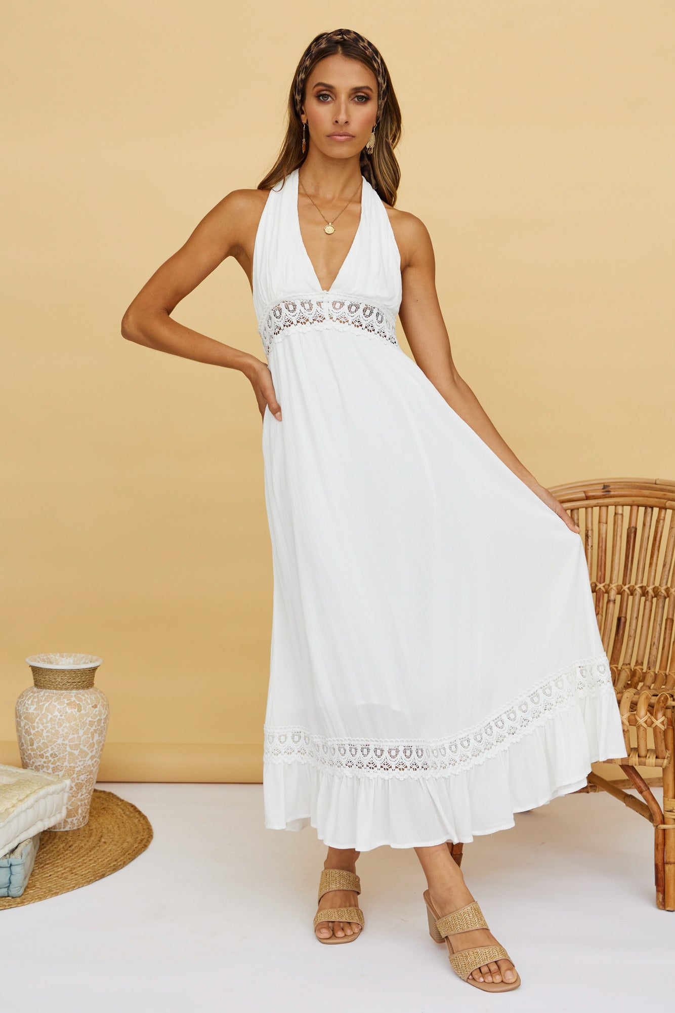 Night Orbit Maxi Dress White