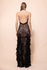 Bianca Lace Deep V Gown