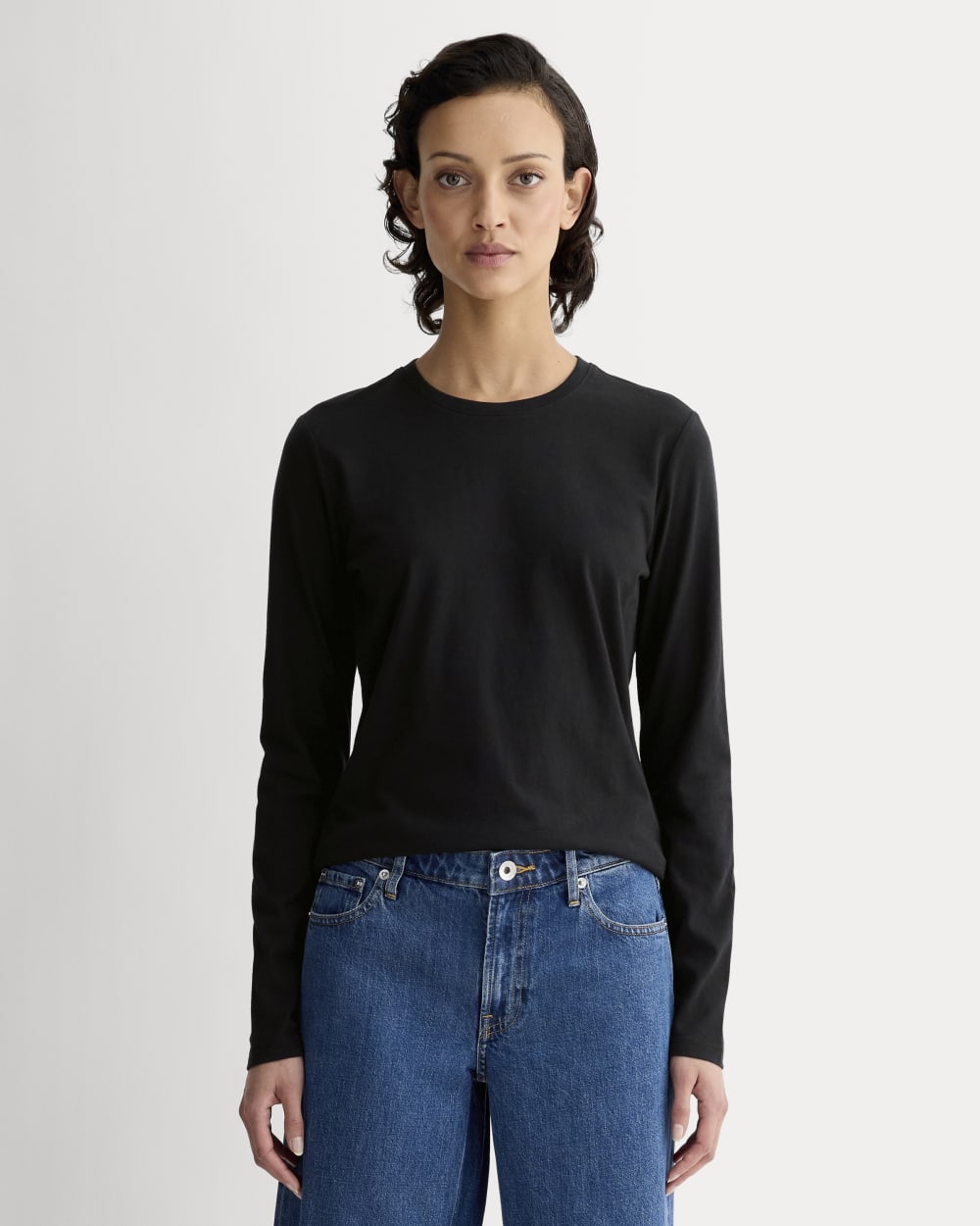 The Slim Long-Sleeve Crew In Essential Cotton | Black
