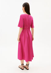 Leinen-Mix Gerafftes Kleid | Very Berry