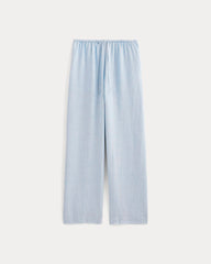 The Drawstring Pant In Linen | Sky Blue / White