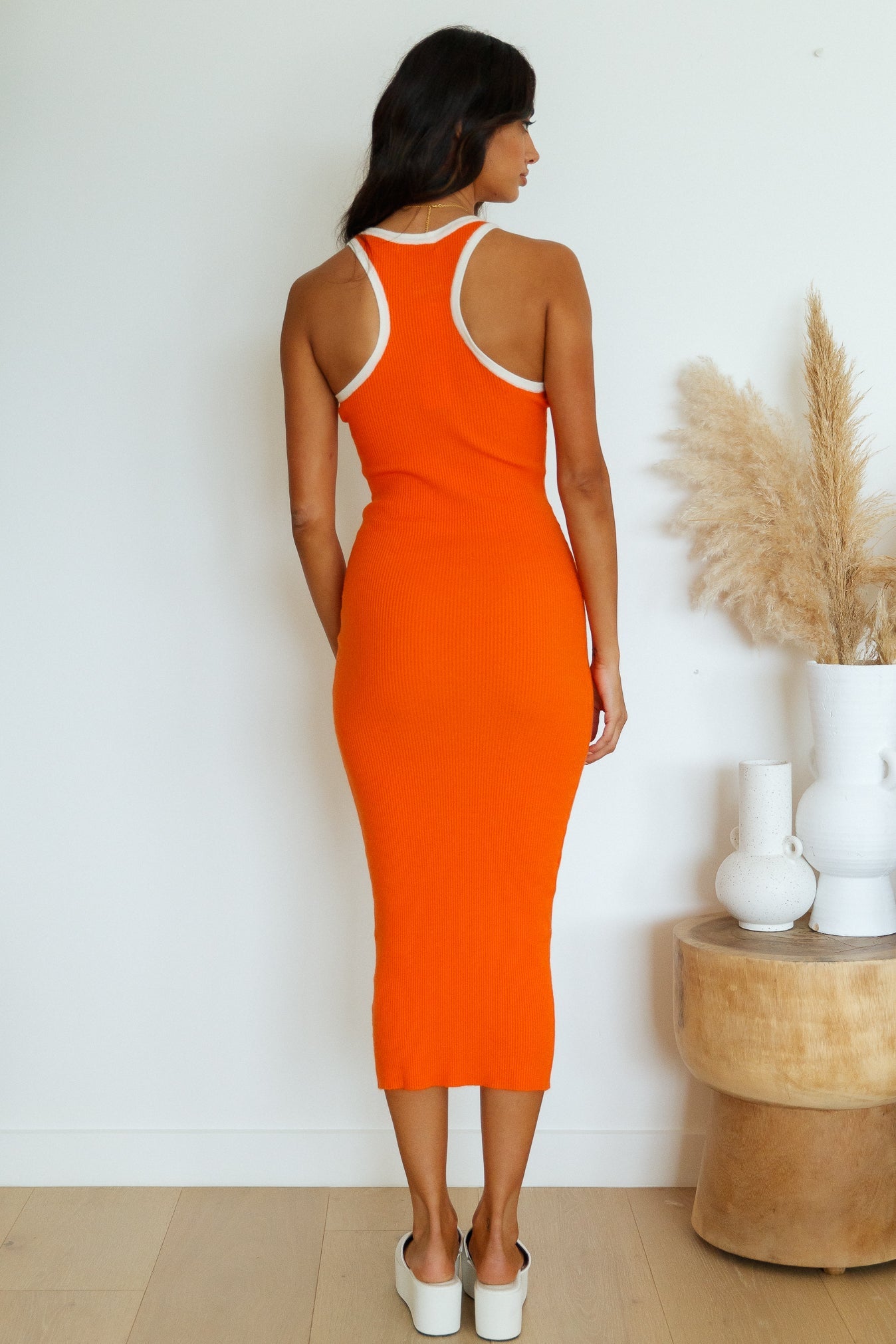 Swaying Leaves Maxi Dress Orange